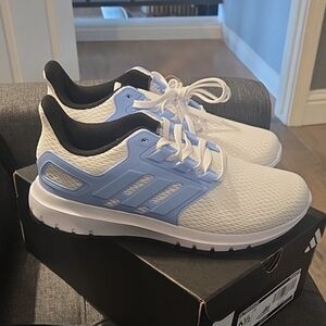 FINAL PRICE" Adidas Women's White and Light Blue Sneakers